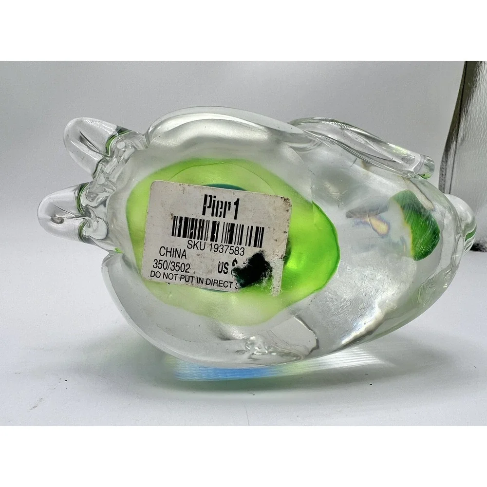 Pier 1 Large Blue and Green Glass Cat Sommerso with a Wonderful Curling Tail